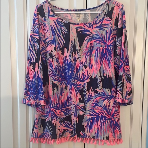 Lilly Pulitzer Tops - Lilly Pulitzer Pink and Blue Tropical Long Sleeve Top
